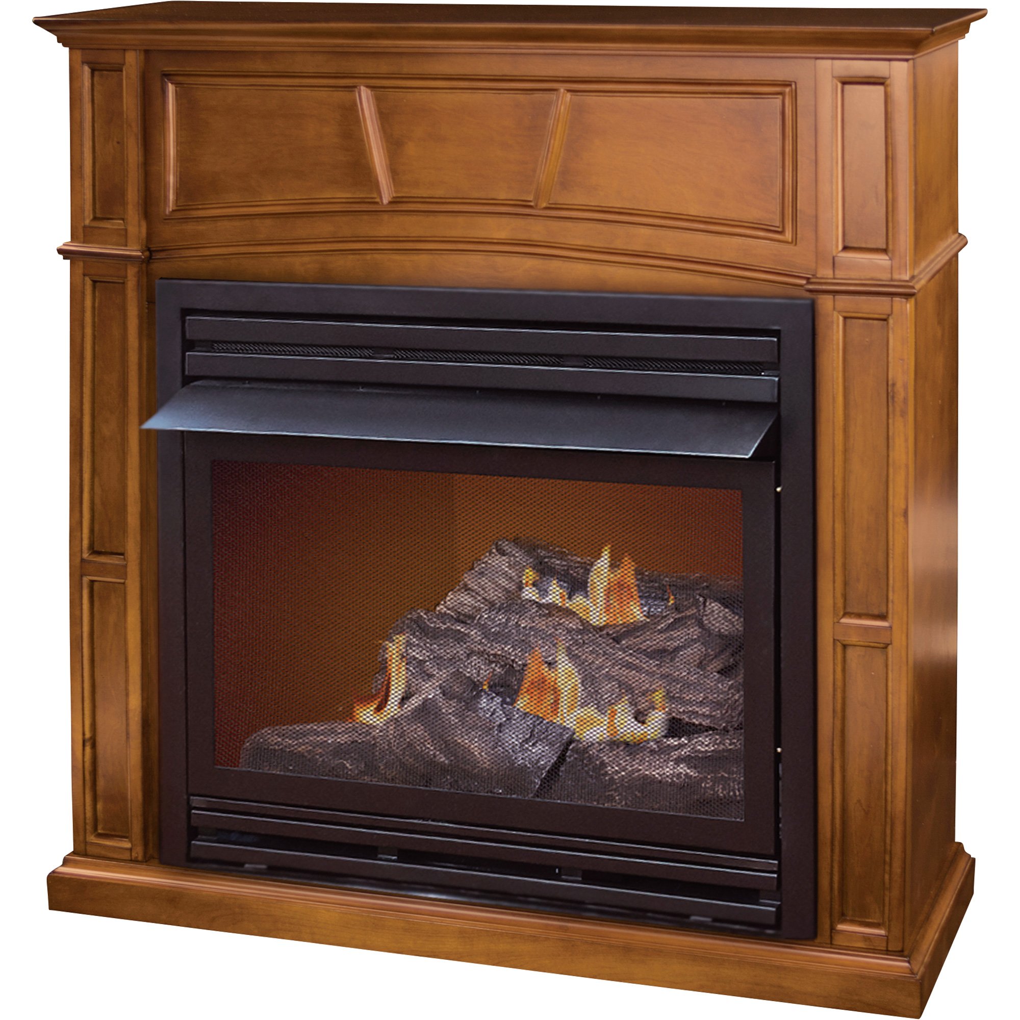 Pleasant Hearth Dual Fuel Vent-Free Fireplace — 32,000 BTU, Heritage Finish, Model# VFF-PH32DR-H